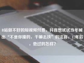 B站做不好的短视频付费，抖音想试试当年喊出“不是你撞的，干嘛去扶”的法官，17年后，他过的怎样？